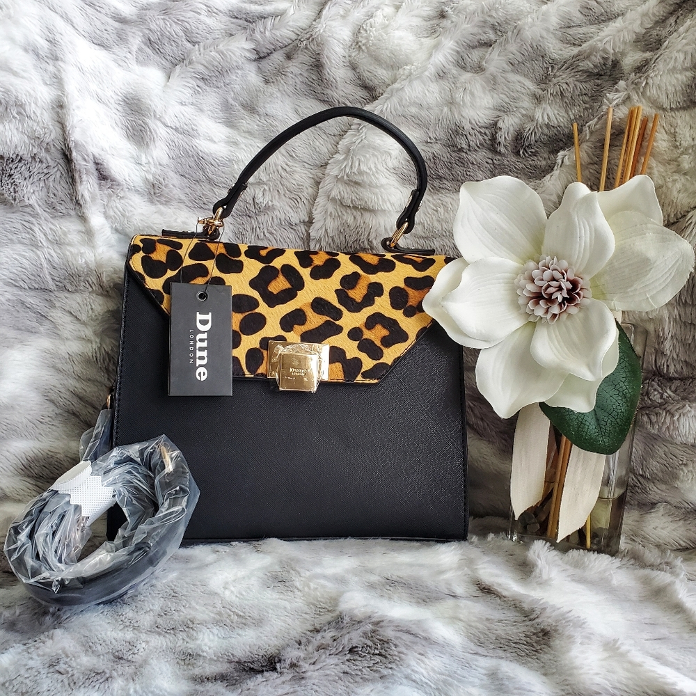 Dune London Leapord Print Black Handbag